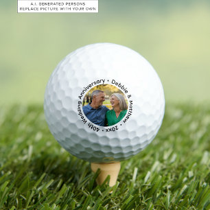 Add Your Own Couple Photo 40th Wedding Anniversary Golf Balls