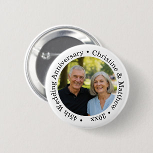Add Your Own Couple Photo 45th Wedding Anniversary 2 Inch Round Button