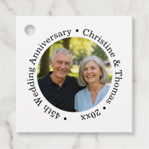 Add Your Own Couple Photo 45th Wedding Anniversary Favour Tags