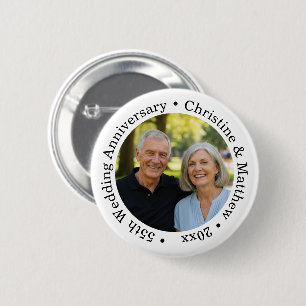Add Your Own Couple Photo 55th Wedding Anniversary 2 Inch Round Button