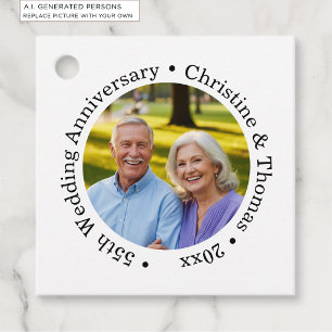 Add Your Own Couple Photo 55th Wedding Anniversary Favour Tags