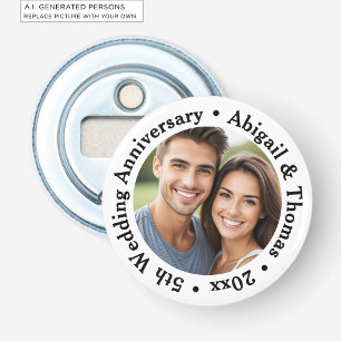 Add Your Own Couple Photo 5th Wedding Anniversary Bottle Opener