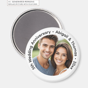 Add Your Own Couple Photo 5th Wedding Anniversary  Magnet