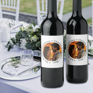 Add Your Own Couple Photo 5th Wedding Anniversary  Wine Label