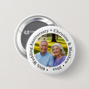 Add Your Own Couple Photo 60th Wedding Anniversary 2 Inch Round Button