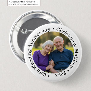 Add Your Own Couple Photo 65th Wedding Anniversary 2 Inch Round Button