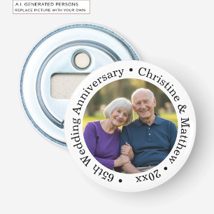 Add Your Own Couple Photo 65th Wedding Anniversary Bottle Opener