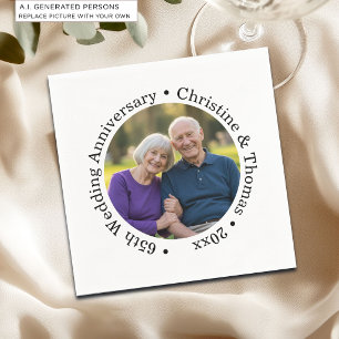 Add Your Own Couple Photo 65th Wedding Anniversary Napkin