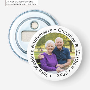 Add Your Own Couple Photo 75th Wedding Anniversary Bottle Opener