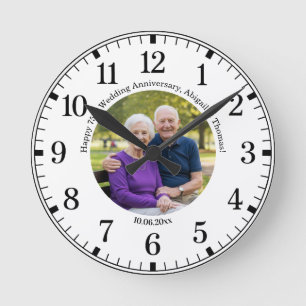 Add Your Own Couple Photo 75th Wedding Anniversary Round Clock
