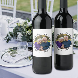 Add Your Own Couple Photo 75th Wedding Anniversary Wine Label