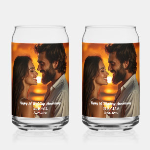 Add Your Own Couple Photo Wedding Anniversary  Can Glass