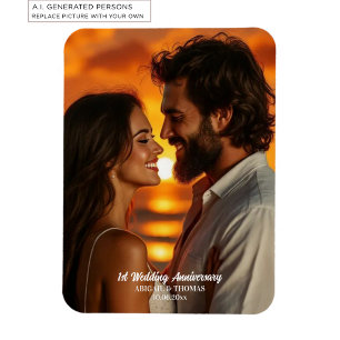 Add Your Own Couple Photo Wedding Anniversary  Magnet