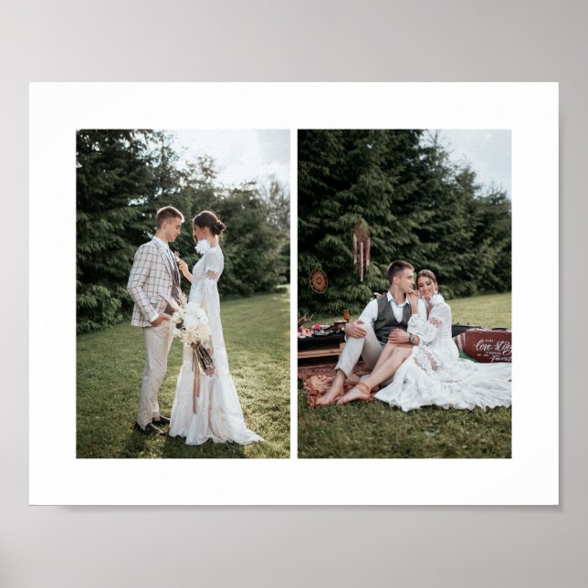 Add Your Own Custom 2 Photo Collage Horizontal Poster (Front)