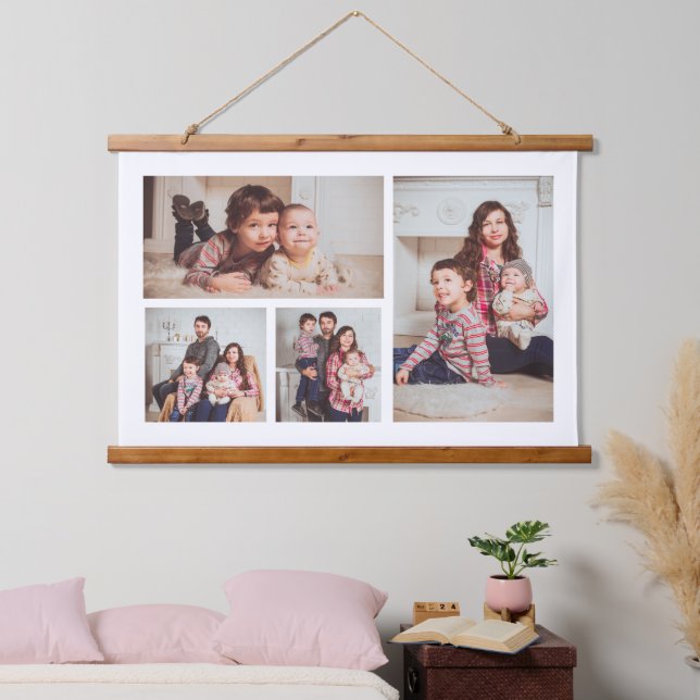 Add Your Own Custom 4 Photo Collage Hanging Tapestry (Bedroom)