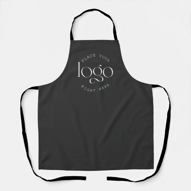 Add Your Own Custom Business Logo Modern Black Apron (Front)