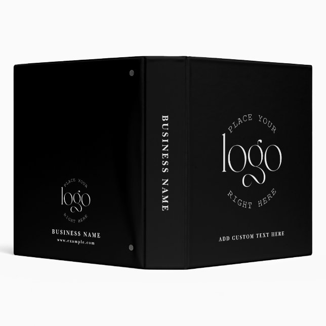 Add Your Own Custom Business Logo Modern Black Binder (Background)
