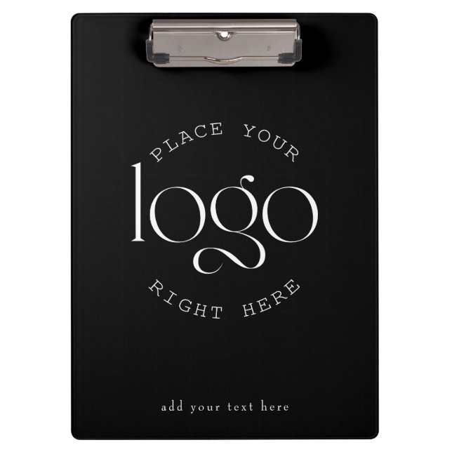 Add Your Own Custom Business Logo Modern Black Clipboard (Front)