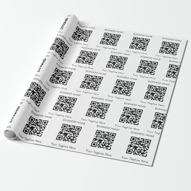 Add Your Own Custom Business QR Code Company Name Wrapping Paper (Unrolled)