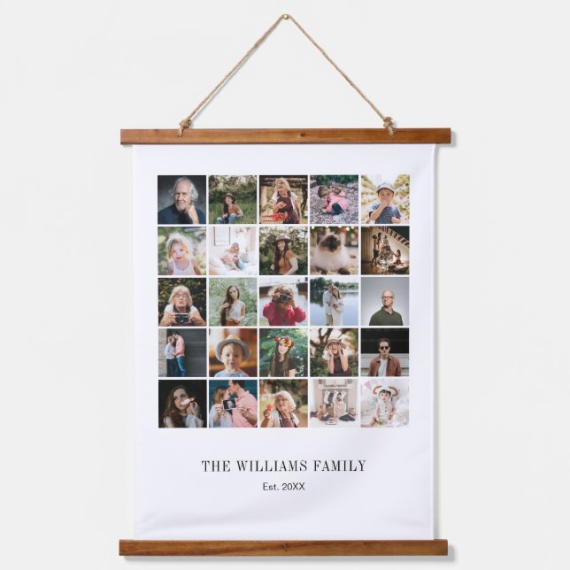Add Your Own Custom Family 25 Photo Collage Hanging Tapestry (Front)