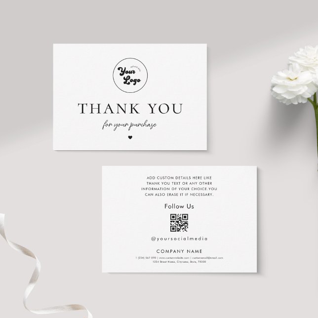 Add Your Own Custom Logo QR Code Company Customer Thank You Card (Creator Uploaded)