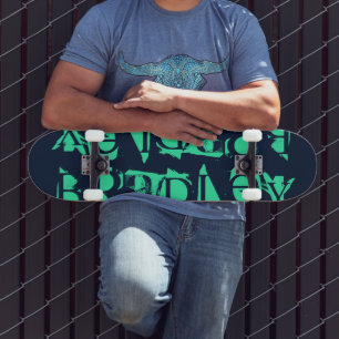 Add Your Own Custom Name Personalized Blue Mint Skateboard