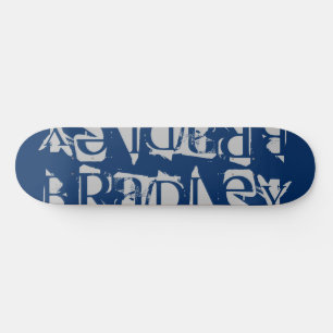 Add Your Own Custom Name Personalized Blue Silver Skateboard