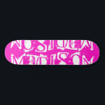 Add Your Own Custom Name Personalized Hot Pink Skateboard<br><div class="desc">Add Your Own Custom Name Personalized Skateboard features your personalized name in modern white typography on a simple hot pink background. Personalize by editing the text in the text box provided. Give a custom made gift, personalized skateboard to your favourite skateboarder for Christmas, birthday or your BFF. Designed by ©Evco...</div>
