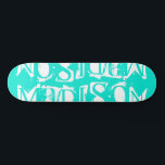 Add Your Own Custom Name Personalized Turquoise Skateboard<br><div class="desc">Add Your Own Custom Name Personalized Skateboard features your personalized name in modern white typography on a simple turquoise background. Personalize by editing the text in the text box provided. Give a custom made gift, personalized skateboard to your favourite skateboarder for Christmas, birthday or your BFF. Designed by ©Evco Studio...</div>