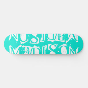 Add Your Own Custom Name Personalized Turquoise Skateboard