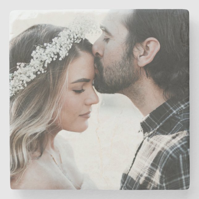 Add Your Own Custom Photo Double Sided   Stone Coaster (Front)