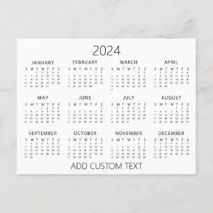 add your own custom text 2024 Calendar   Postcard