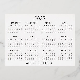 add your own custom text 2025 Calendar Foil Holiday Postcard