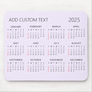 add your own custom text 2025 Calendar Purple Mouse Pad