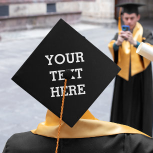 Add Your Own Custom Text Here Black and White Graduation Cap Topper