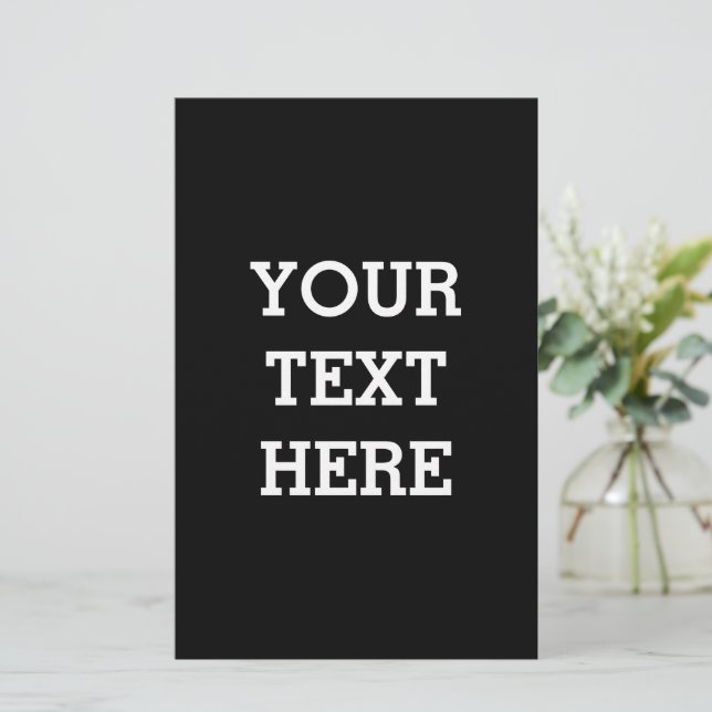 Add Your Own Custom Text Here Black and White Stationery (Standing Front)