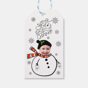 Add Your Own Face Photo Let it Snow Cute Snowman  Gift Tags