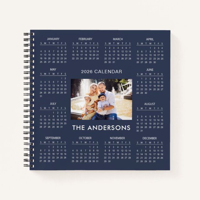 Add Your Own Family Photo 2026 Calendar |  Notebook (Front)
