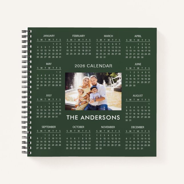 Add Your Own Family Photo 2026 Calendar |  Notebook (Front)
