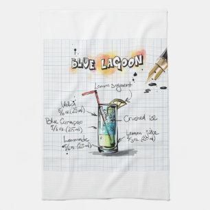Add your own favourite drink recipe bartender bar kitchen towel