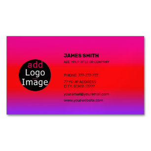 Add Your Own Image Custom Magenta Gradient Magnetic Business Card