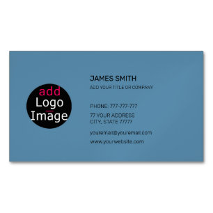 Add Your Own Image Customizable Stylish Dusty Blue Magnetic Business Card