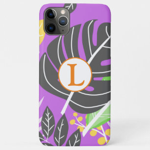 Add your own image l Initials cute pattern purple  iPhone 11 Pro Max Case