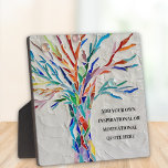 Add Your Own Inspirational Motivational Quote Plaque<br><div class="desc">This unique Plaque is decorated with a colourful mosaic Tree of Life design.
Add your chosen quote to personalize it. 
Click Customize Further to edit font,  font size and font colour.
Original Mosaic © Michele Davies.</div>