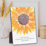 Add Your Own Inspirational Or Motivational Quote  Plaque<br><div class="desc">This unique Plaque is decorated with a yellow watercolor sunflower.
Add your chosen quote or message to personalize it. 
Click Customize Further to edit font,  font size,  and colour.
Original Watercolor © Michele Davies.</div>