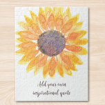 Add Your Own Inspirational Quote Sunflower  Jigsaw Puzzle<br><div class="desc">This unique puzzle is decorated with a yellow watercolor sunflower and stylish typography.
Easily customizable with your favourite inspirational or motivational message or quote.
Original Watercolor © Michele Davies.</div>