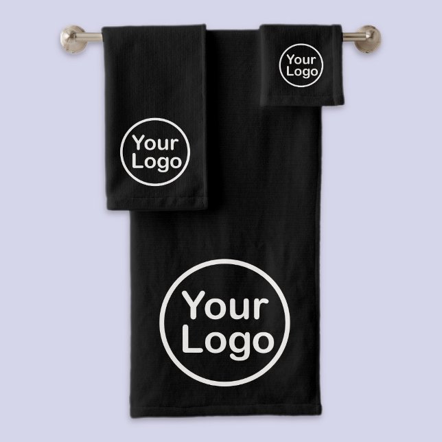 Add Your Own Logo | Black Background Bath Towel Set (Creator Uploaded)