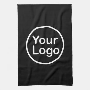 Add Your Own Logo   Black Background Kitchen Towel