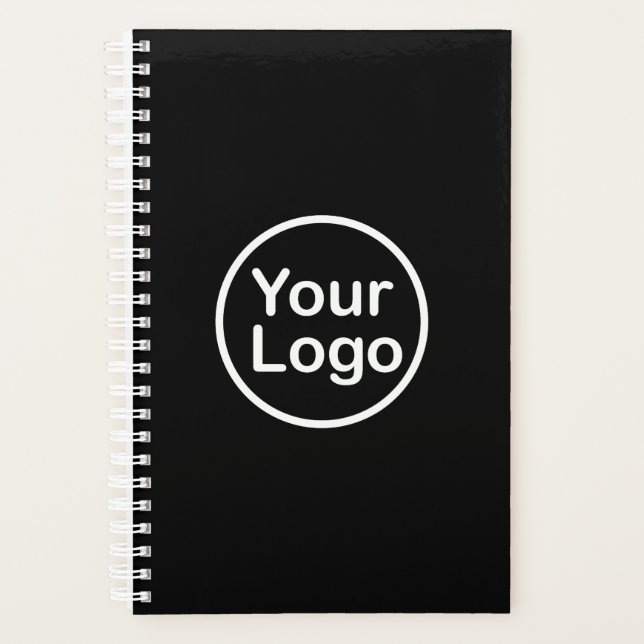 Add Your Own Logo | Black Background Planner (Front)