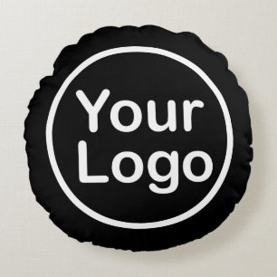 Add Your Own Logo Black Background Round Pillow